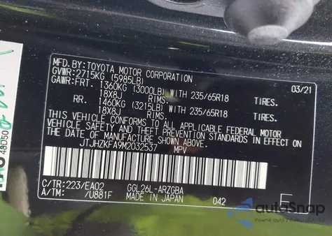 2021 Lexus Rx 350L z USA, uszkodzony, nr VIN JTJHZKFA9M2032537